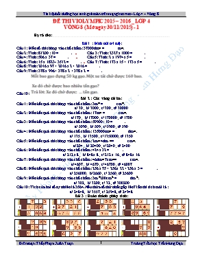 Đề thi violympic Toán Lớp 4 - Vòng 8 - Năm học 2015-2016